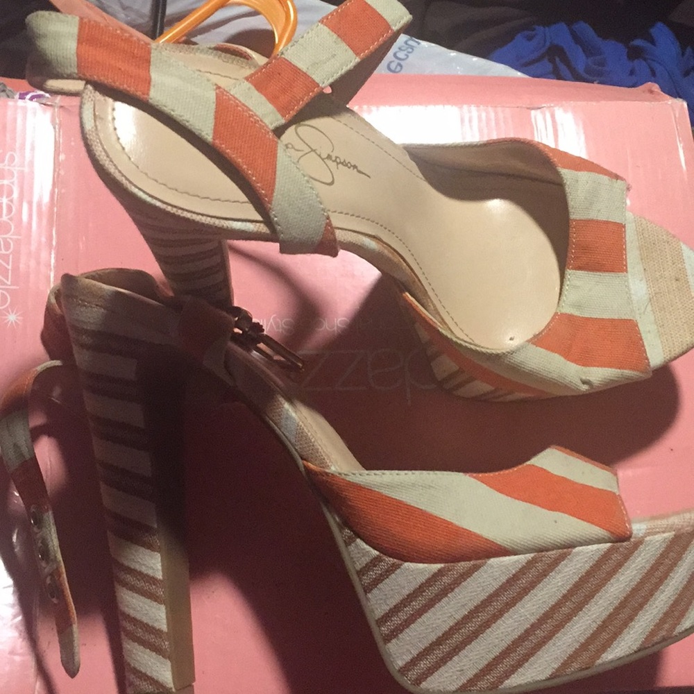 Jessica Simpson Orange and White Heels